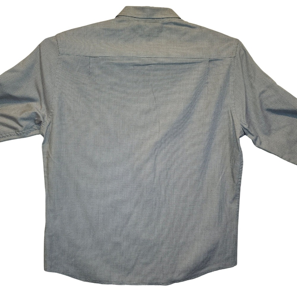 Ash & Erie Mens Lg Slim Fit Micro Check Button Down Shirt Grey Blue Wool Blend - Picture 2 of 8